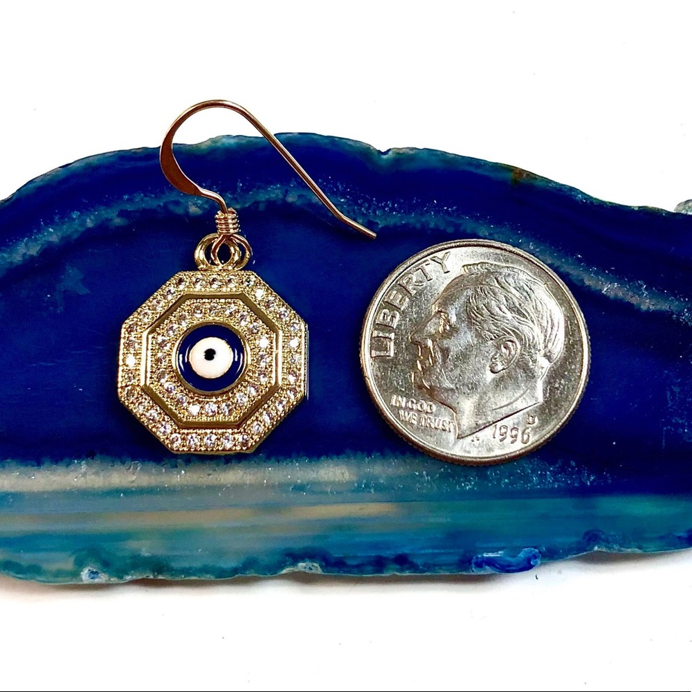 Evil Eye Earrings, Hamsa, Protection, Minimalist - Picture 3 of 12